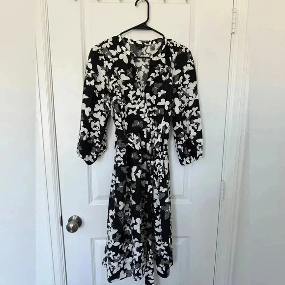 DOTTED BUTTERFLIES POPLIN SHIRTDRESS - Picture 1 of 7